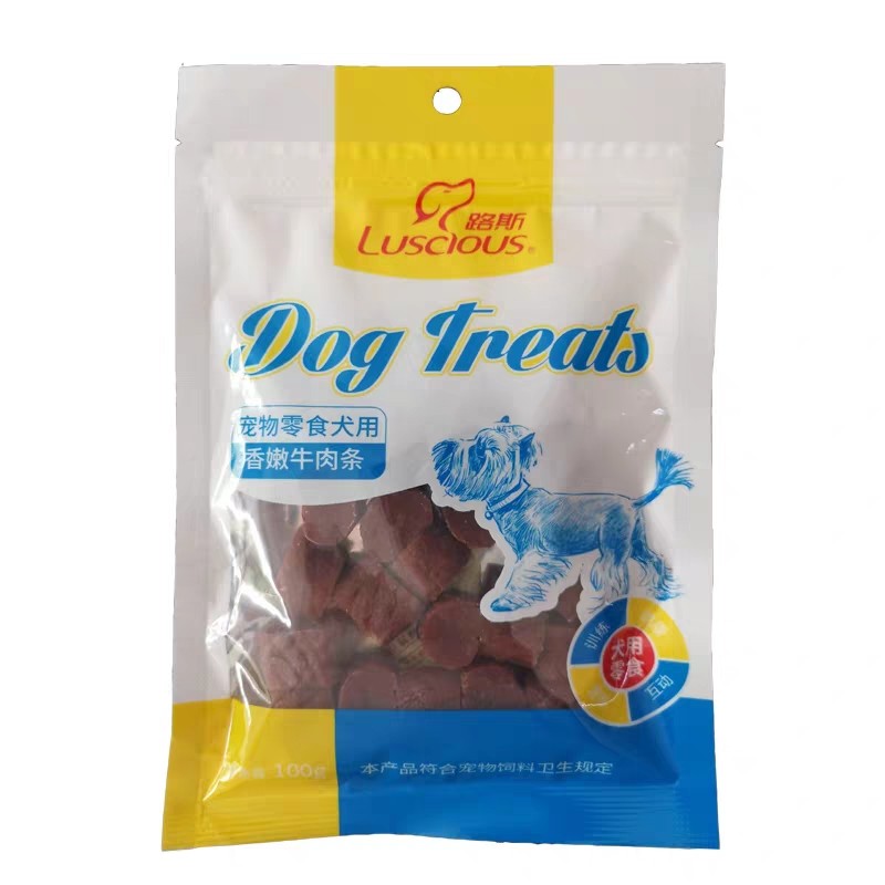 路斯香嫩条段宠物食品幼犬牛肉粒