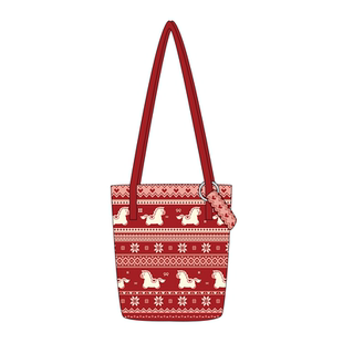 2026新款单肩包红色小马水桶包通勤百搭大容量帆布包新年礼物Q348