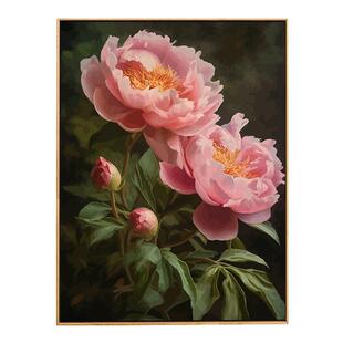 牡丹风景花卉数字油画画diy填充填色手工打发时间油彩手绘中国风