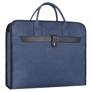 建腾手提文件袋帆布商务会议资料袋拉链式公文袋文件包加厚黑色公文包男女单位开会资料包定制印logo