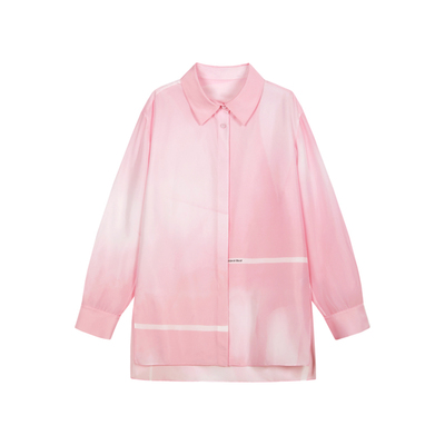 LESS马蹄莲印花衬衫女桑蚕真丝艺术感宽松休闲衬衣2O1213040