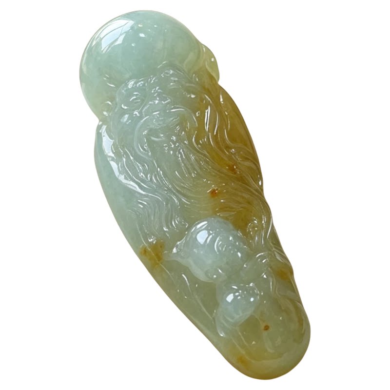 翠贵人冰糯种黄翡寿星公吉祥吊坠