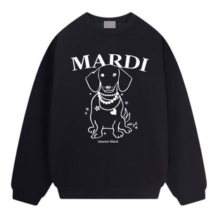 idcerem Mardi腊肠狗加绒卫衣女秋冬季正脸坐姿小狗韩系休闲上衣