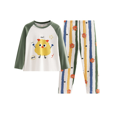 芬腾男童睡衣纯棉圆领长袖家居服