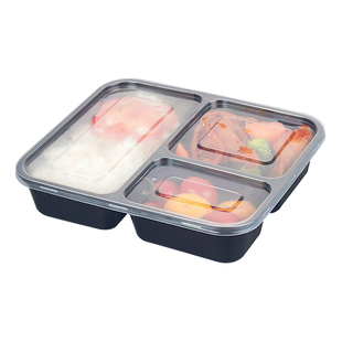 1000ml快餐盒三格打包盒加厚商务四格外卖饭盒一次性饭盒3格150套