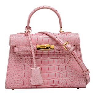 海枫包包2025新款包包女潮ins高级感小众真皮凯莉包鳄鱼纹手提包