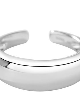 S925银素圈戒指实心可调节