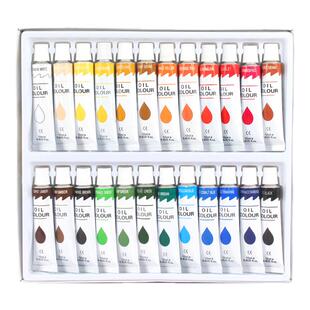 图绘通油画颜料套装6色12色18色24色12ML小支包装儿童初学者入门绘画油彩画具材料艺术画家写生创作画材工具