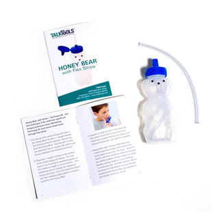 进口TalkTools小熊瓶口肌训练工具带吸管儿童小熊瓶学用吸管吸水