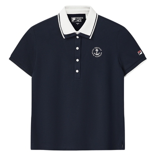 FILA 斐乐菁英女子针织短袖POLO衫2026夏新款桑蚕丝假两件上衣