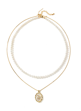 TRK珠宝罗马云贝珍珠贝母项链吊坠小众轻奢高级感毛衣链生日礼物