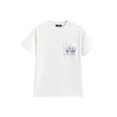 EdHardy绣花象牙白宽松落肩T恤