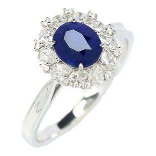 孔雀蓝G18K白金天然蓝宝石两用戒指吊坠 1克拉满镶钻石女款双证书