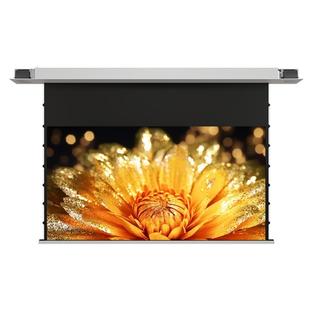美视隐藏式天花幕天工嵌入式菲涅尔抗光高清4K拉线自动电动升降幕100寸120寸投影仪屏幕客厅家用投影幕布