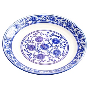 中式复古餐具青花瓷盘子餐盘商用炒菜盘平盘浅盘家用高级陶瓷菜盘