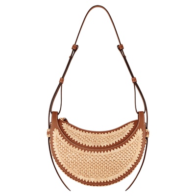 【礼物】Polene波灵恩Number Ten 干邑色拉菲草款手提斜挎包