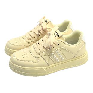 人本黄色板鞋女款2025春季新款多巴胺厚底小众运动舒适百搭休闲鞋