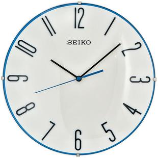 SEIKO日本精工12寸蓝针钟表简约石英钟卧室客厅静音立体数字挂钟