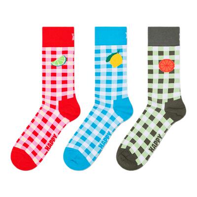 【2026新款美丽岛系列】Happy Socks潮牌时尚格子袜子水果中筒袜