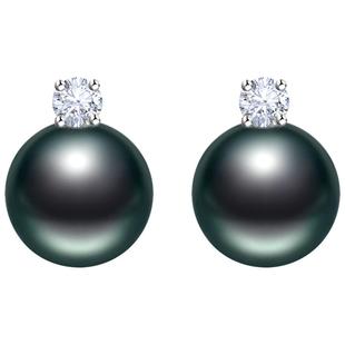 黛米珠宝 云漪 9-10mm正圆海水大溪地黑珍珠耳钉S925银王妃耳饰女