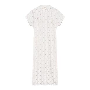 贰羊设计【星曳】新中式国风立领长裙温婉刺绣蝴蝶修身旗袍连衣裙