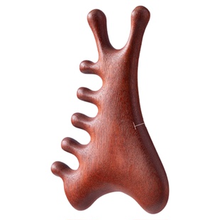 momoup红檀木四合一按摩梳多功能大经络梳头疗梳头头部脸刮痧肩颈