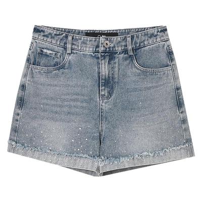 做旧短裤子贴钻设计牛仔裤