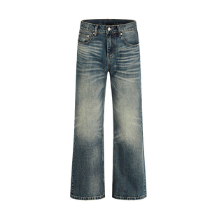 江南先生NewJNXS复古做旧水洗微喇牛仔裤女直筒挺括百搭休闲裤子