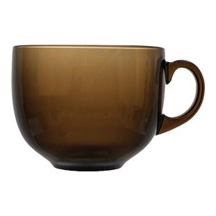 乐美雅进口暮光钢化玻璃把杯大号奶杯饭碗餐盘琥珀茶色餐具早餐杯