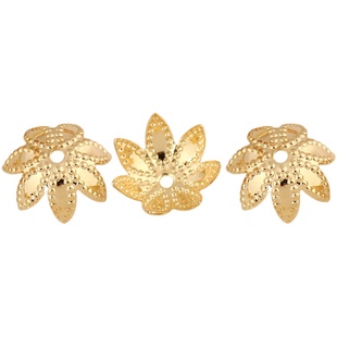 50个保色18k包金小花托6 8 10mm隔珠小珠托镀真金散珠diy手链配件