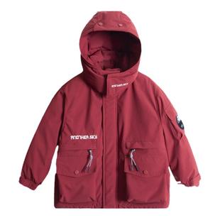 2025新款冬季男童羽绒服儿童高充绒量防寒服男款红色大童男孩外套