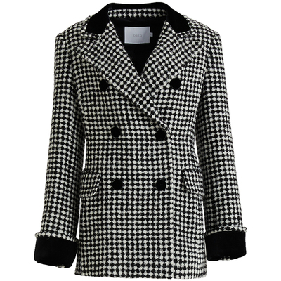 OBEG欧碧倩法式复古毛呢西装大衣外套女冬装10464097