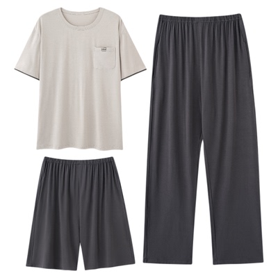 【莫代尔】吸汗弹性男睡衣三件套