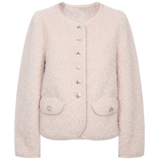 朵以2025冬季新款温柔甜美显贵小香风毛绒外套皮毛一体正肩上衣