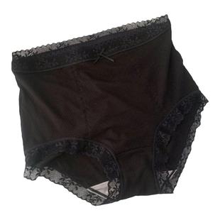 大码女高腰内裤收腹莫代尔纯棉蚕丝蛋白裆提臀性感蕾丝裤头黑色
