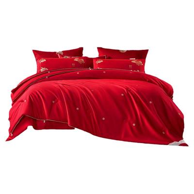 水星家纺金桑蚕丝被结婚大红喜被