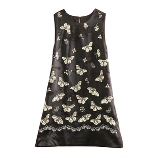 美伦新中式醋酸连衣裙女2025秋蝶影流光重工亮片刺绣高级感显瘦