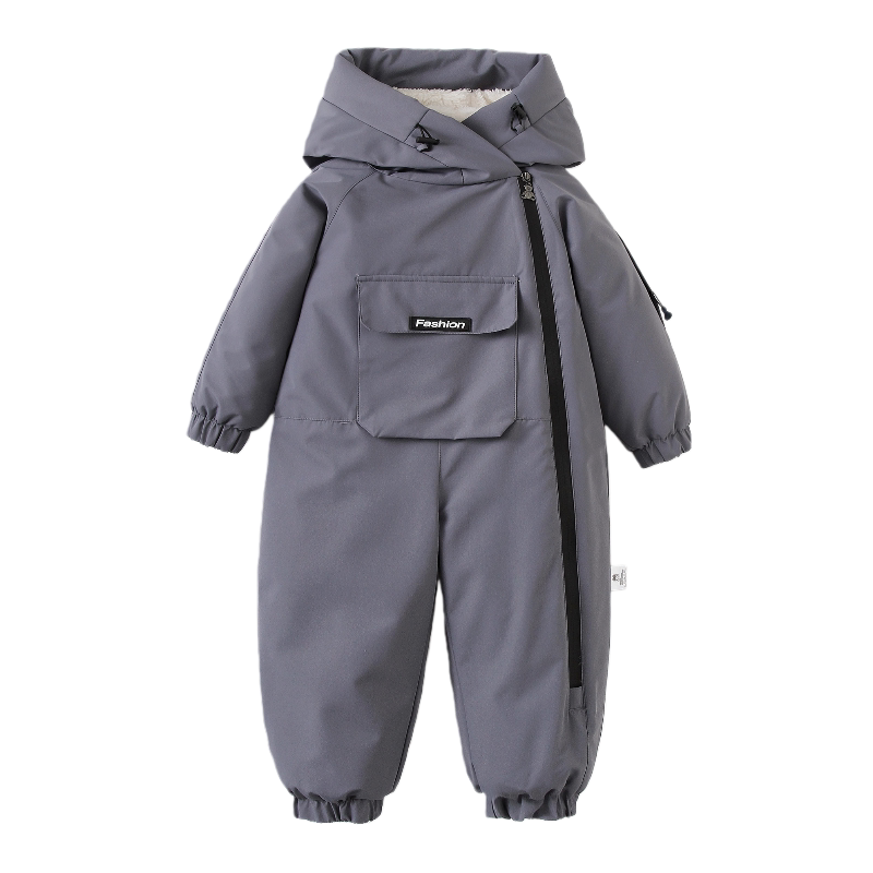 三层复合连帽加绒加厚滑雪服儿童连体衣外出服工作服2026冬季新款