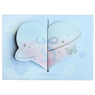 大角色立体造型贺卡捧在手心爱心贺卡生日送女生情侣礼物带信封蝴蝶贴纸留言卡片贺卡立体许愿卡少女心明信片