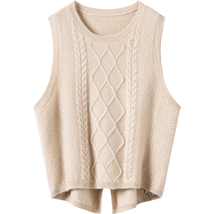 不是一般的篙质感！针织羊绒衫女马甲无袖后开叉纯羊绒打底衫