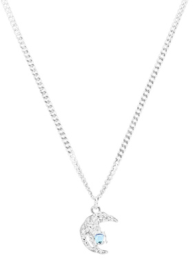 月亮宝石钛钢蛇骨链男女项链吊坠