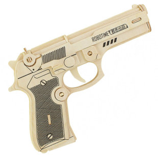 木制立体拼图木质 仿真木头手枪步枪diy手工拼装模型男孩武器玩具