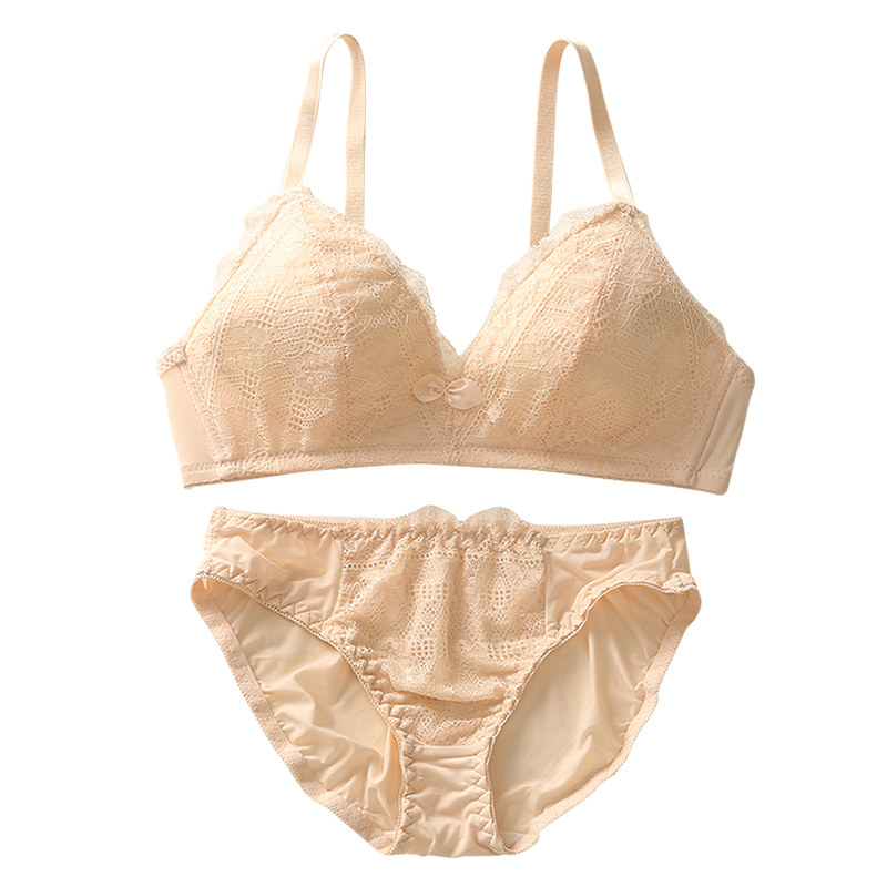 乳胶内衣女夏季超薄内裤一套装女无钢圈大胸显小胸罩性感bra文胸