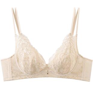 MYBODY商场同款内衣女士胸罩大胸显小金色蕾丝性感防下垂法式文胸