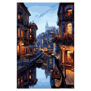 自油自画diy数字油画水城夜色
