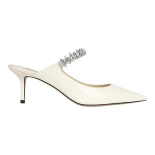 新款夏季水钻漆皮凉鞋女一字带尖头高跟鞋细跟包头半拖平底凉拖鞋