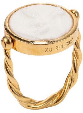 XUZHI新品铃兰瓷片立体镶嵌双面戒指男女同款小众设计高级感