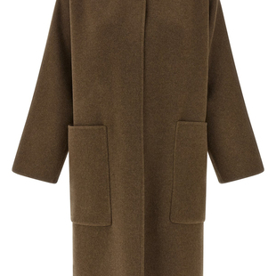 THE ROW 女士tiberus 羊绒羊毛无领大衣 2025秋冬新款 意大利代购