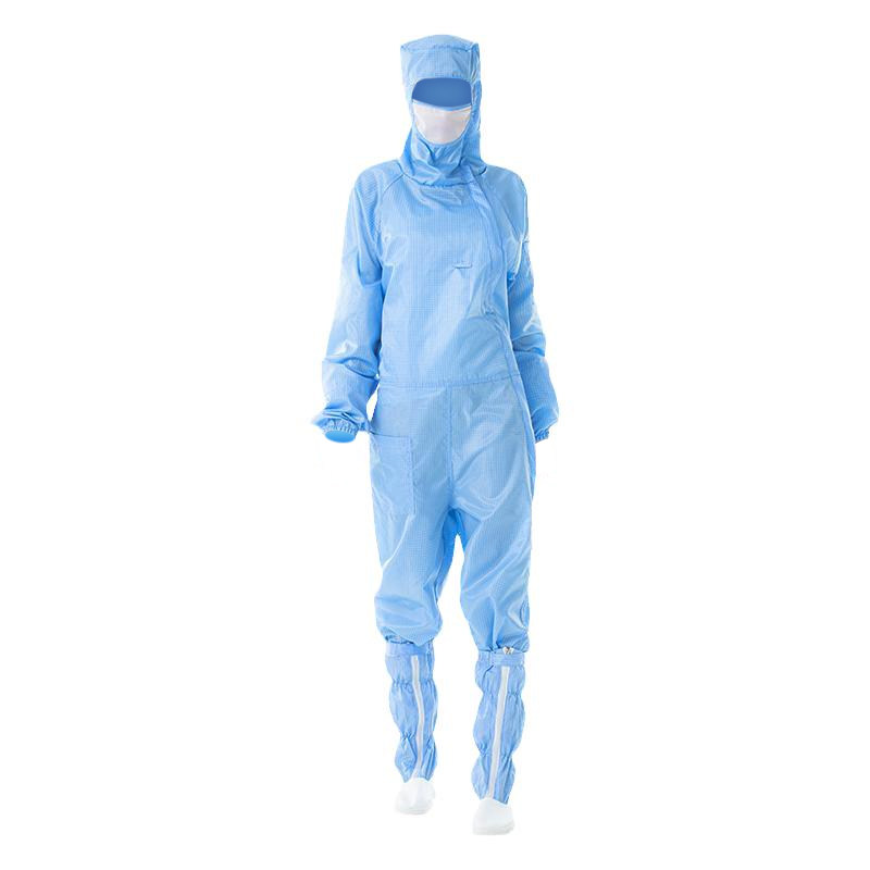 防静电无尘服斜拉网格连体千级车间电子厂防尘防护工作服含鞋子