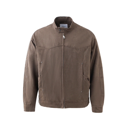 美式亨利领仿牛皮绒男夹克2026年春秋新款老钱风cleanfit外套潮流